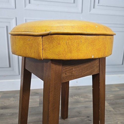 Single Retro Solid Wood Round Vinyl Upholstered Bar Stools Pub Seats - Man Cave - Picture 24 of 24
