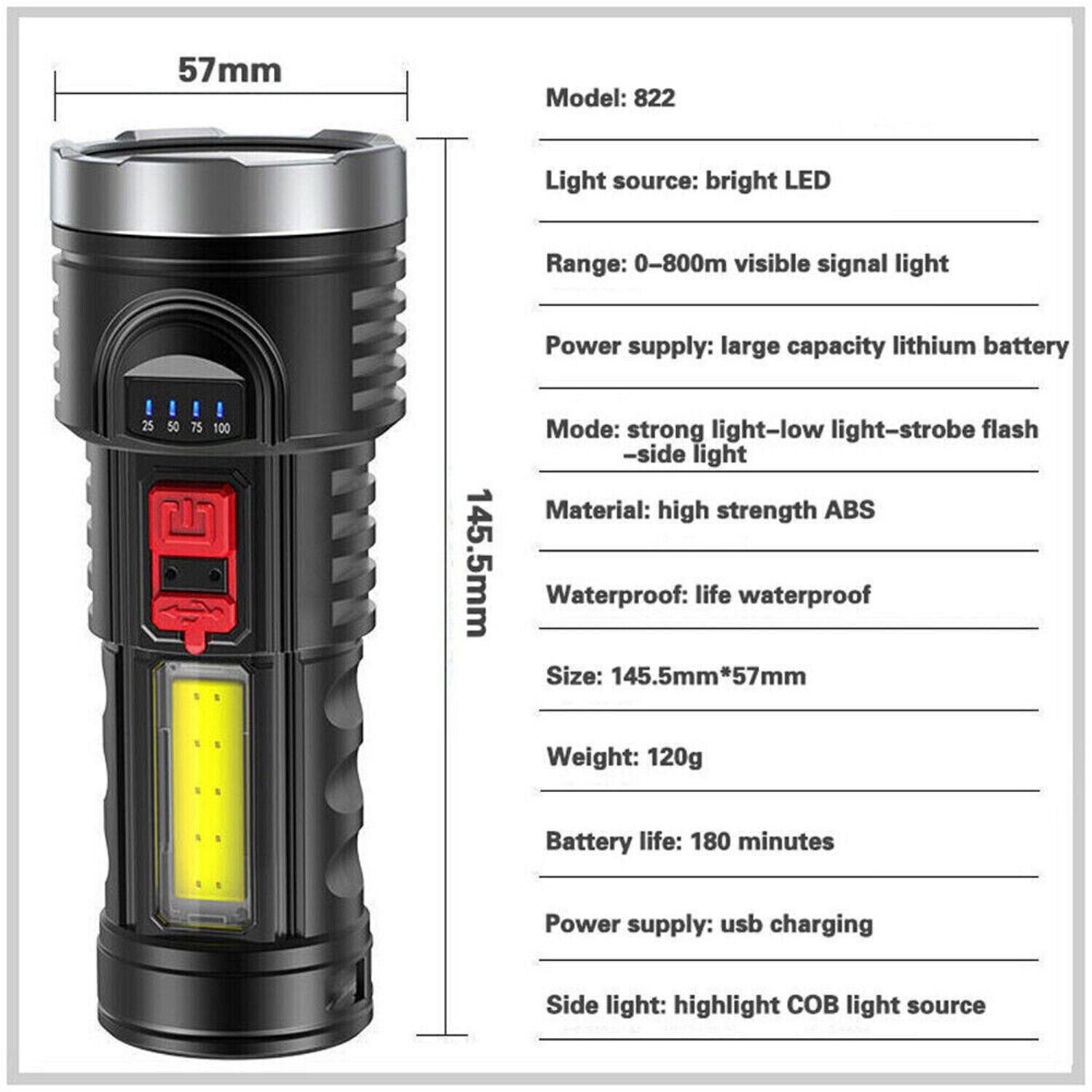 2 Pack LED Super Bright Flashlight Rechargeable Torch Tactical Lamp USB+ Battery - Picture 8 of 15