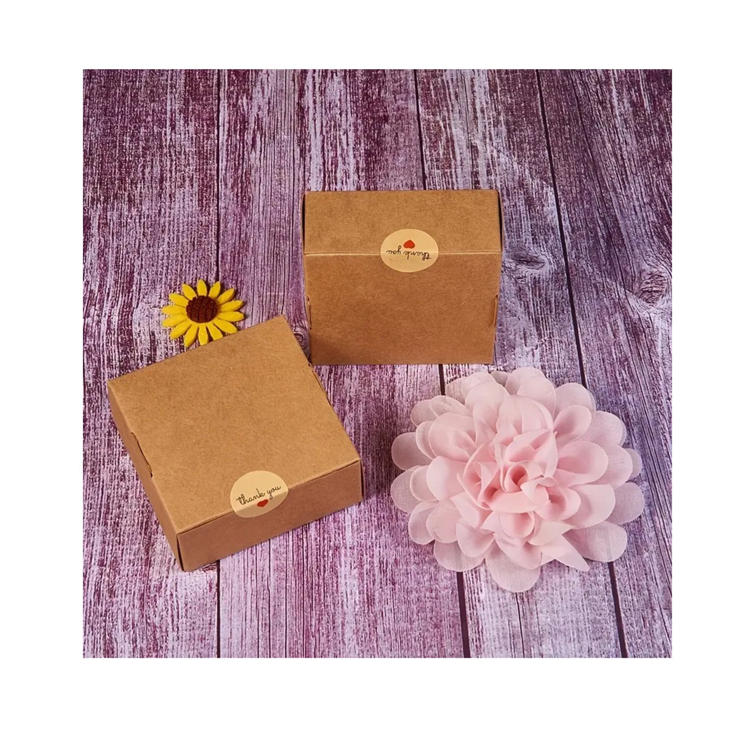 3.34" x 3.34" x 1.37" Kraft Paper Box Folding Box Square Jewelry Craft Gift Box
