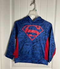 Superman Classic Logo Pullover Hoodie Sweatshirt Blue Boy  s Size M