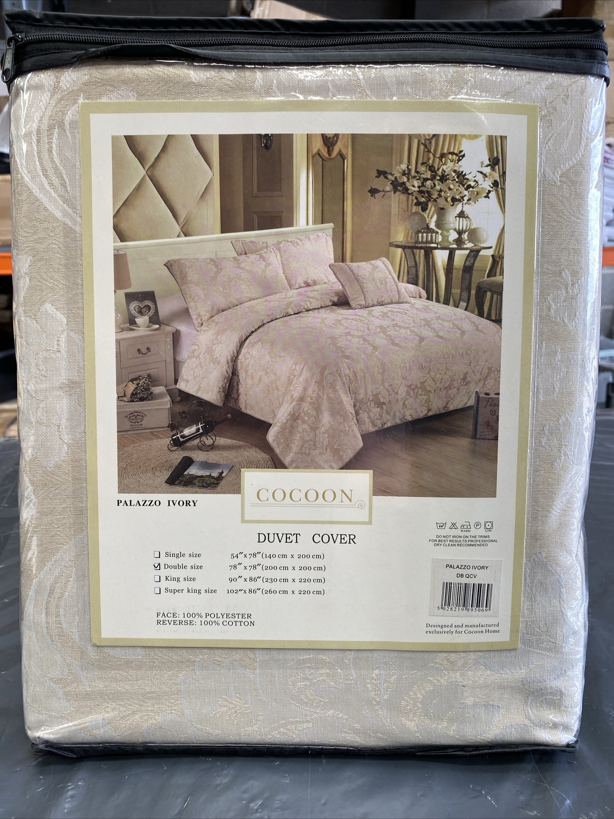 Luxury Double Duvet Set Ivory Cream Natural Jacquard French Floral