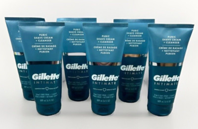 6 PACK Gillette Intimate 2-in-1 Pubic Shave Cream + Cleanser 6oz NEW