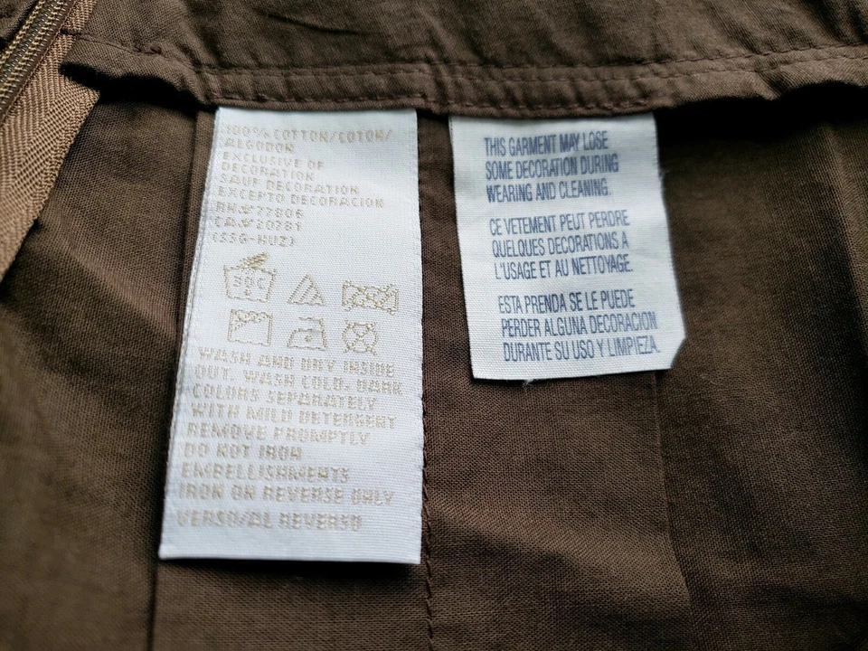 Tommy Hilfiger Womens Sz 6 Brown Paisley Sequined Pleated Full Skirt back zip - Image 4 of 4