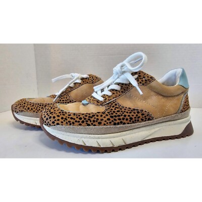 Madewell Kickoff Trainer In Leopard Spot Dot Calf Hair And Beige Nubuck SZ 6.5