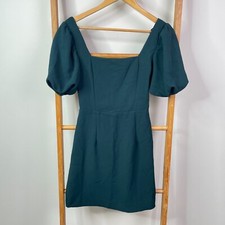 Tussah Haydee Mini Dress Womens 6 Emerald Green Puff Sleeve Square Neck NWT Cute