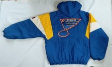 VTG STARTER ST. LOUIS BLUES 1/2 ZIPP  WITH HOOD  PULLOVER WINTER JACKET SIZE M