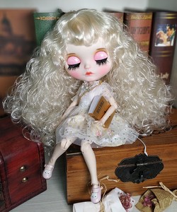 Blythe Nude Doll From Factory Silvery White Hair Make Up Eyebrow