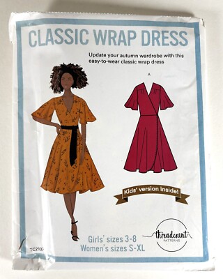 Fadenzahl klassisches Wickelkleid Schnittmuster mehrere Größen ungeschnitten