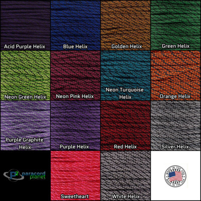 Paracord Planet 550 Cord Type III 7 Strand Paracord In Helix Colors - 10-100FT