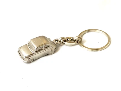 PORTACHIAVI CHIAVI AUTO FIAT 500 EPOCA METALLO SATINATO METAL KEYCHAIN