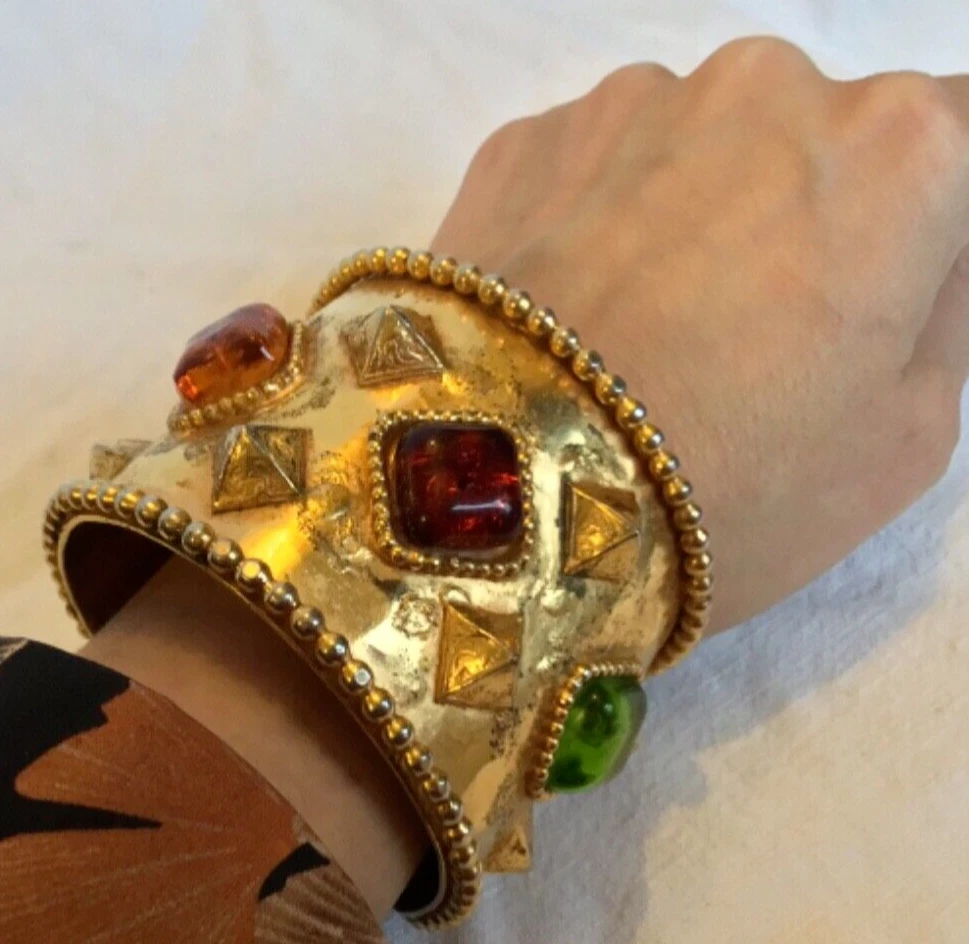 BRACELET VINTAGE METAL RESINE DOMINIQUE AURIENTIS 1980 1990 DIOR CHANEL GRIPOIX