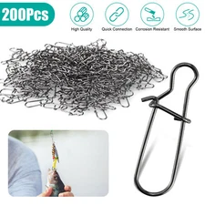 200Pcs Fishing Snap Clip Duo Lock Snaps 24LB Stainless Quick Change Connector 0#