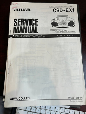 AIWA CSD-EX1 CSDEX1 BOOMBOX Repair Service Manual 1035 1539 **ORIGINAL**
