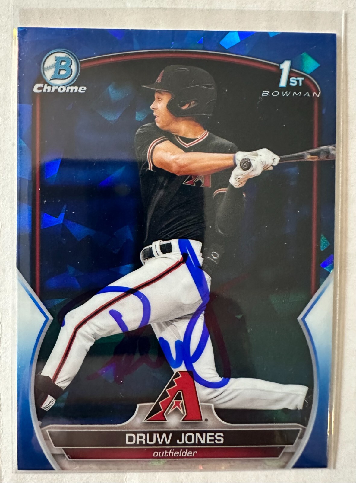 2023 1st Bowman Chrome Prospects DRUW JONES Sapphire Auto Signed #BCP25 RC