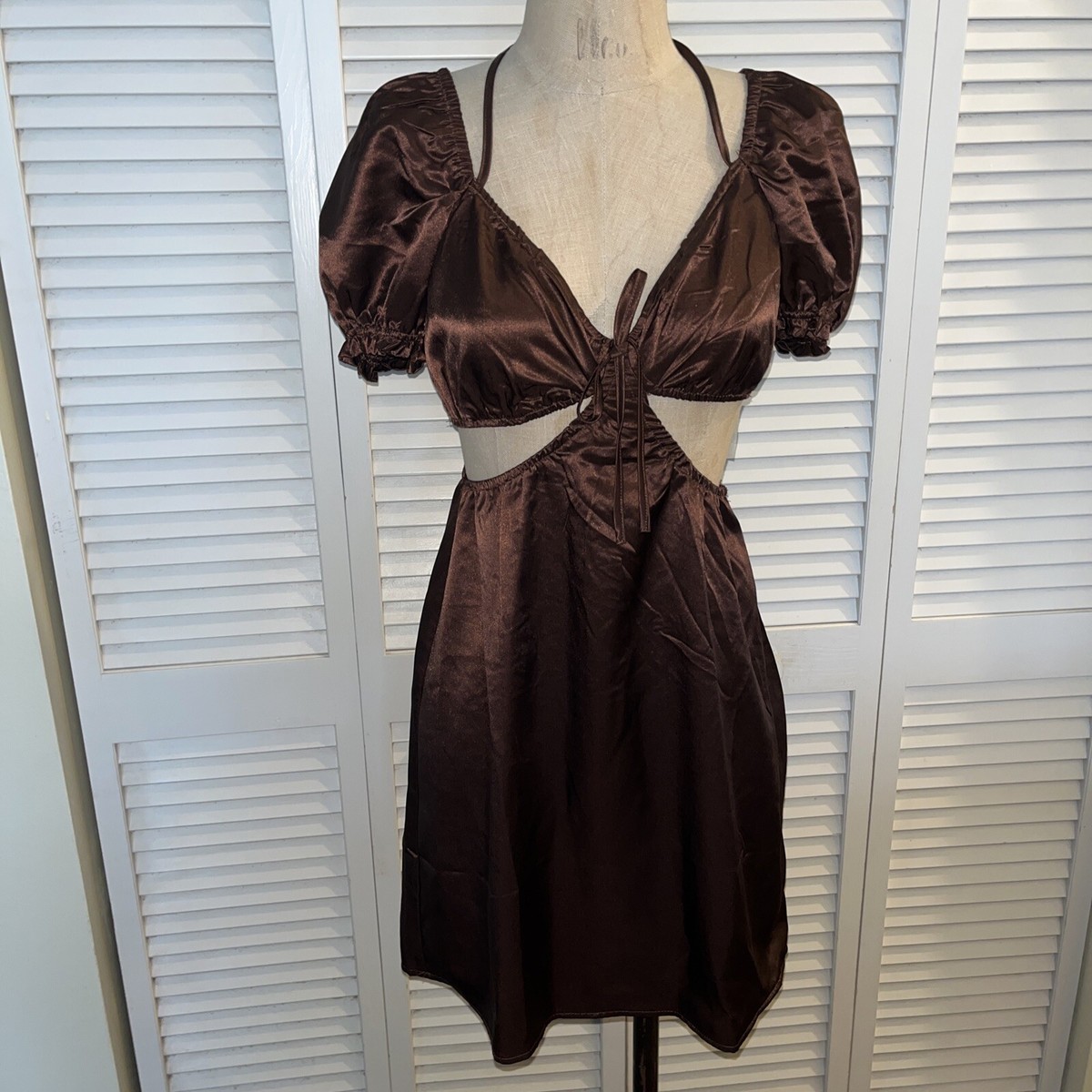 open lace back dress Brown main image 1