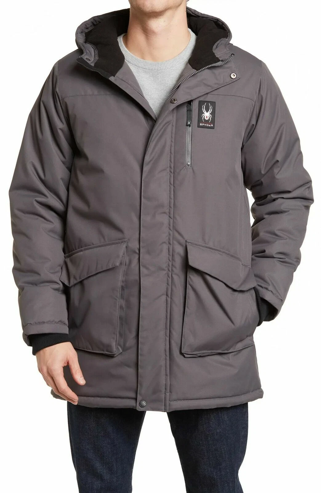 Spyder Men's Hooded Parka Jacket, Polar Size L NWT $299