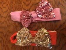 r-Hair Supplies Baby Toddler 2 Fancy Headbands With Glitter Bows