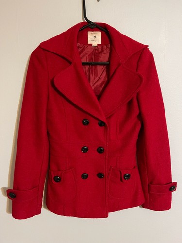 Red Pea Coat Jacket Coat 