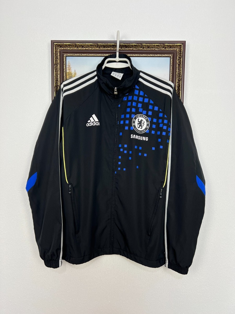 Vintage Adidas Chelsea Football Jacket Soccer Black Train Track