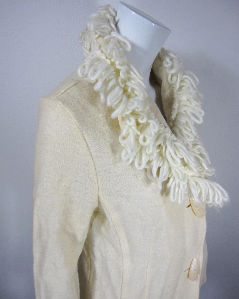 CHAQUETA SUÉTER CÁRDIGAN LANA HERVIDA MANGA LARGA GIANNETTI TALLA S PEQUEÑA MARFIL 011 Foto 4 de 4