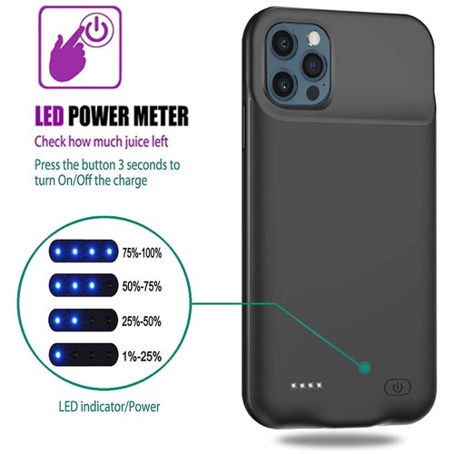 PowerCase 6500mAh Attached Battery Power Bank Protection Case For iPhone 12 Pro - Picture 4 of 8