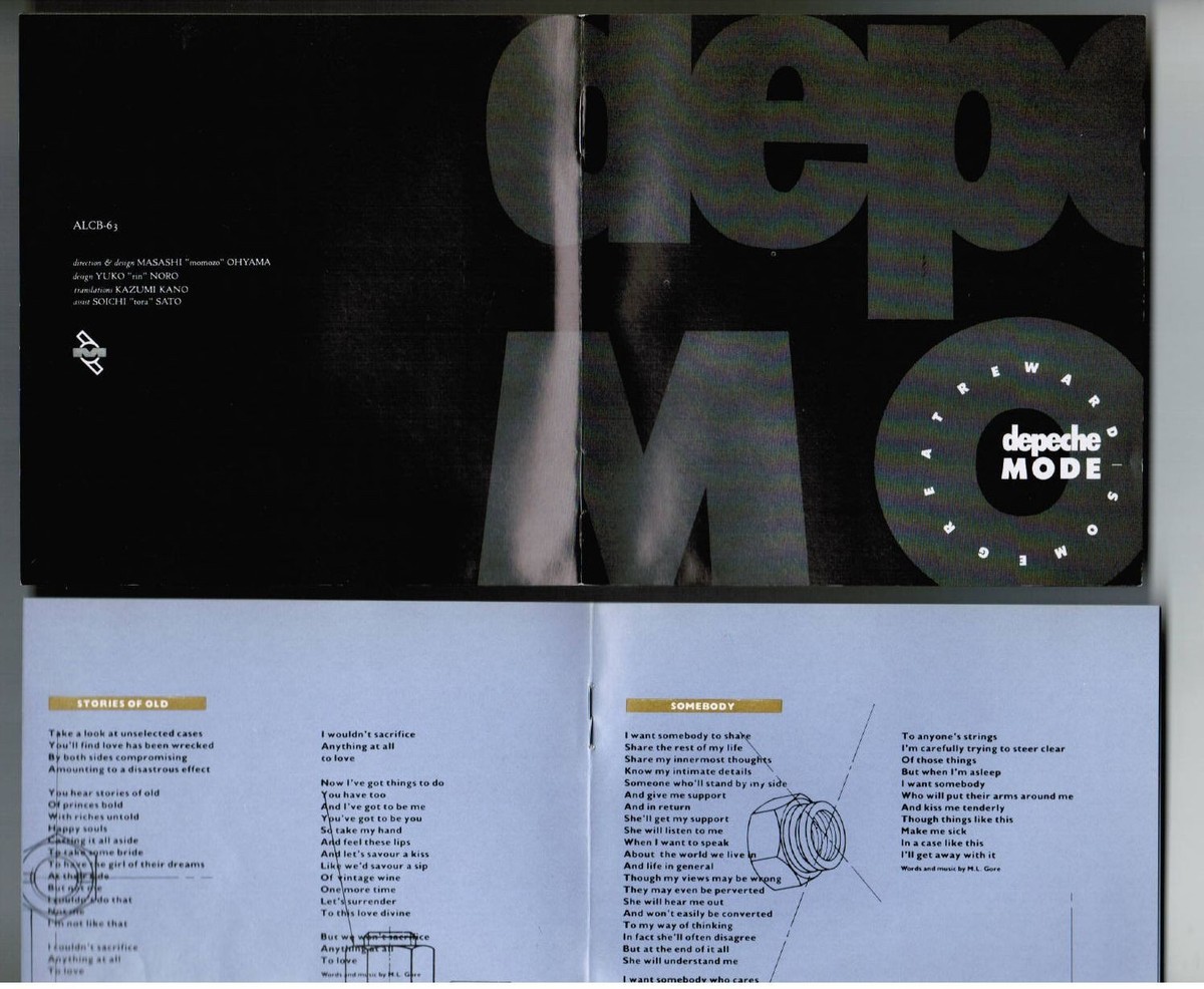 DEPECHE MODE Some Great Reward JAPAN CD w/12-p BOOKLET ALCB-63