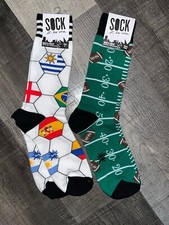 SOCK IT TO ME TOUCHDOWN FOOTBALL SOCCER CREW LENGTH NOVELTY SOCKS 2 PAIR SET