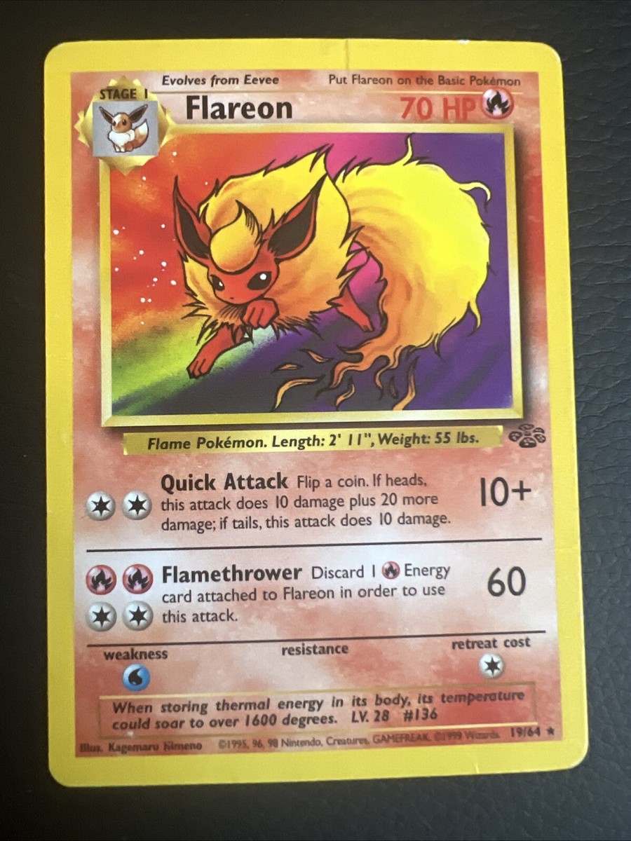 1999 flareon pokemon card Pokemon TCG - Flareon 19/64 Rare