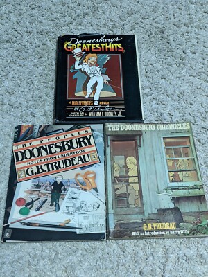Lot 3 Doonesbury Greatest Hits Gary B Trudeau Comics  Chronicles HC PB 1975-1981