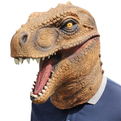 Jurassic World Dinosaur Mask Cosplay Halloween Full Head Latex Adult Helmet Xmas