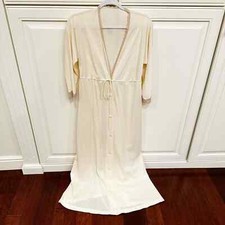 Vanity Fair Women s Vintage Dressing Gown Lacy Button Front Maxi Long Robe Tie