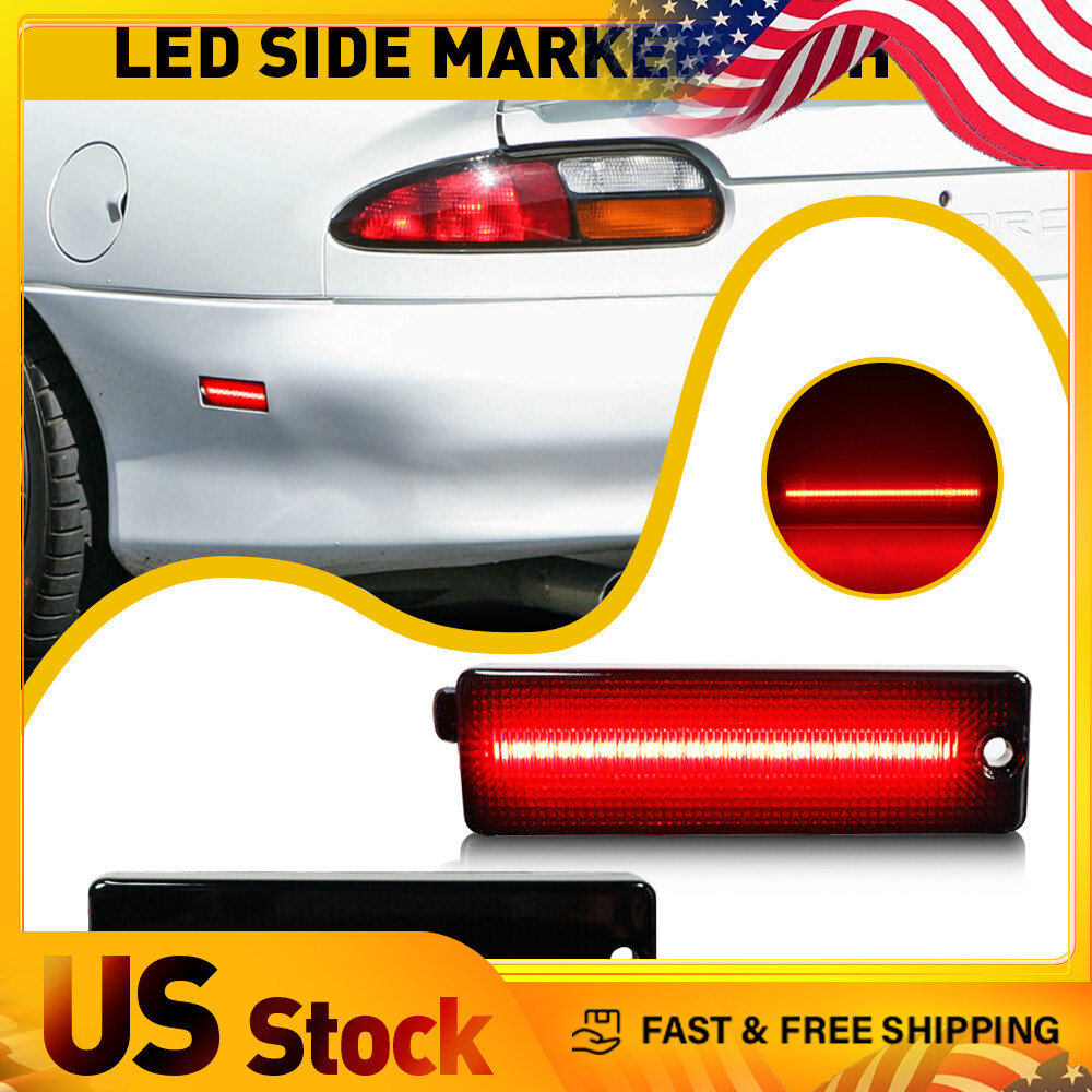 AUXITO Smoked Red LED Bumper Side Marker Lights for 34001 Camaro Chevy Pair