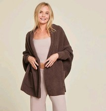 Barefoot Dreams Cozychic Blanket Wrap Sweater One Size Java Brown NEW