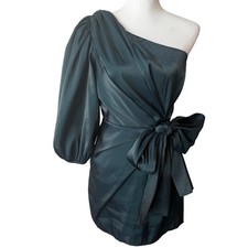 Lovers and Friends Mini Dress S Teal One Shoulder Cocktail Glam Holiday Girly