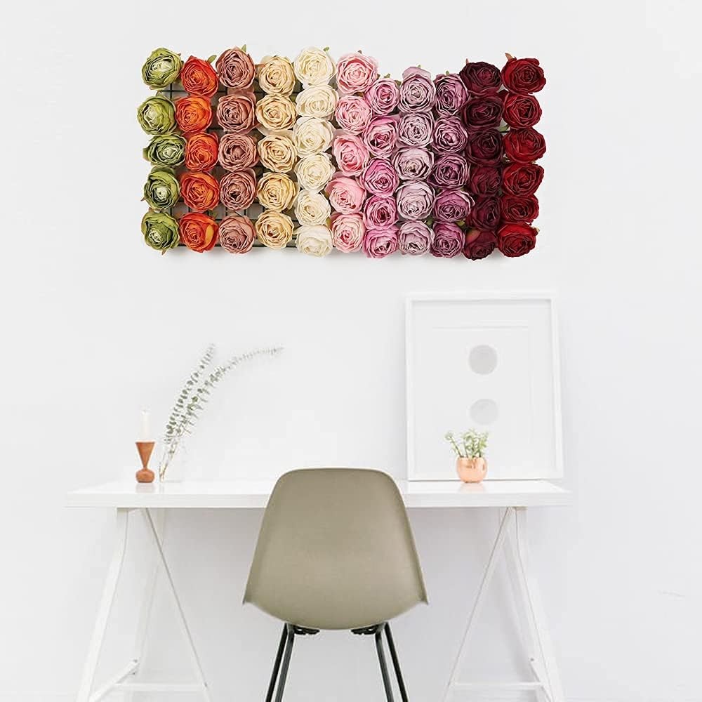 IPOPU White Roses Artificial Flowers Heads Bulk, 25pcs Vintage Off 