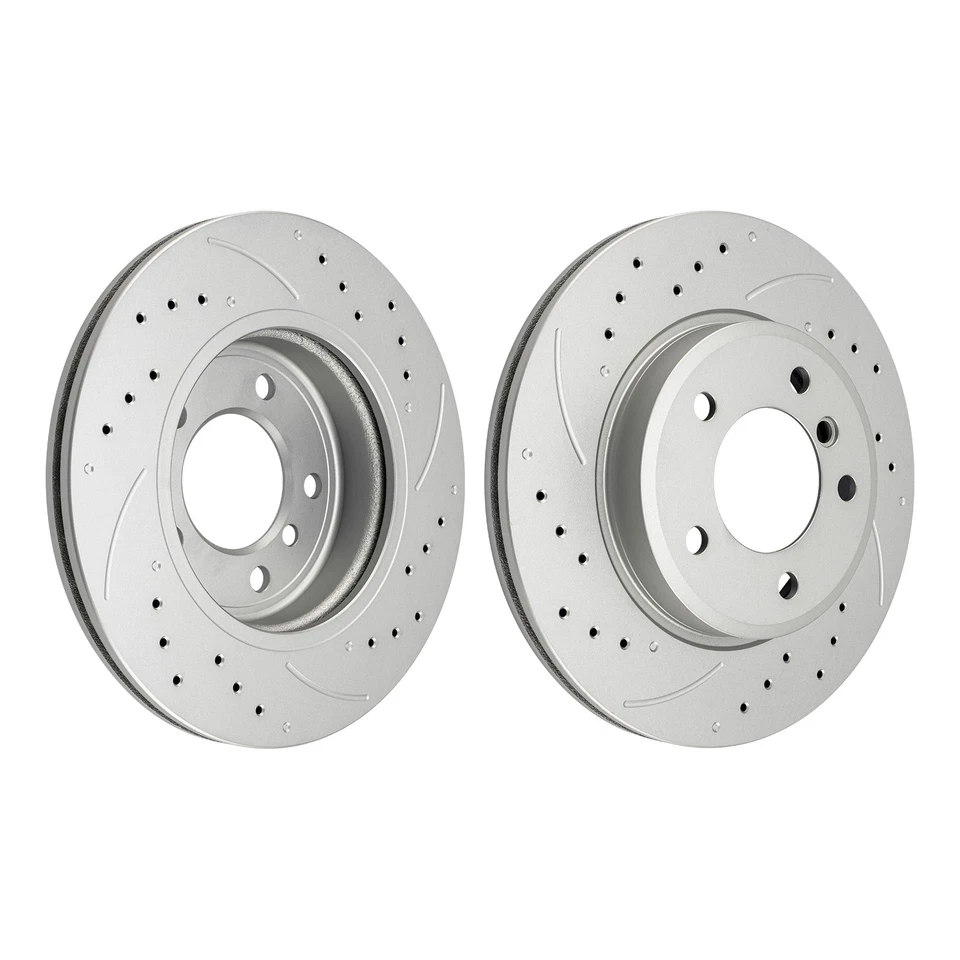Front Drilled & Slotted Disc Brake Rotors Fits 2001-2006 BMW 325Ci 34116864058 - Image 3 of 4