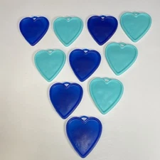 Lot of 10 Vtg Blue Plastic Heart Shape Balloon Weights by Premium Balloon