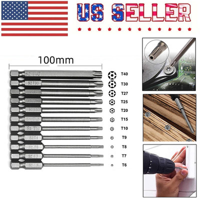 11PC Impact Driver Torx Bit Set Tamper Proof Security Hex Shank Change Quickly