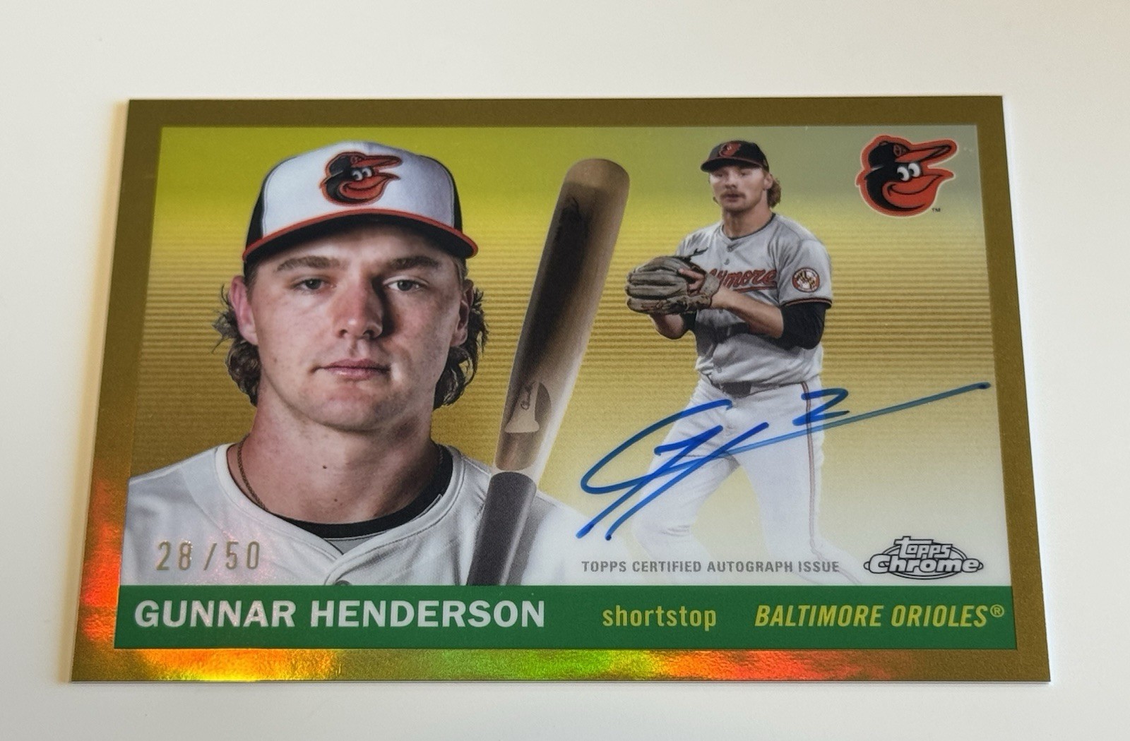 2025 Topps Chrome Platinum Gunnar Henderson True Gold Refractor Auto /50 CPA-GH