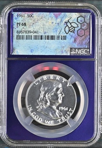 1961 Franklin Half Dollar 50C NGC PF68 Custom Purple Core Slab Ships Fast 041