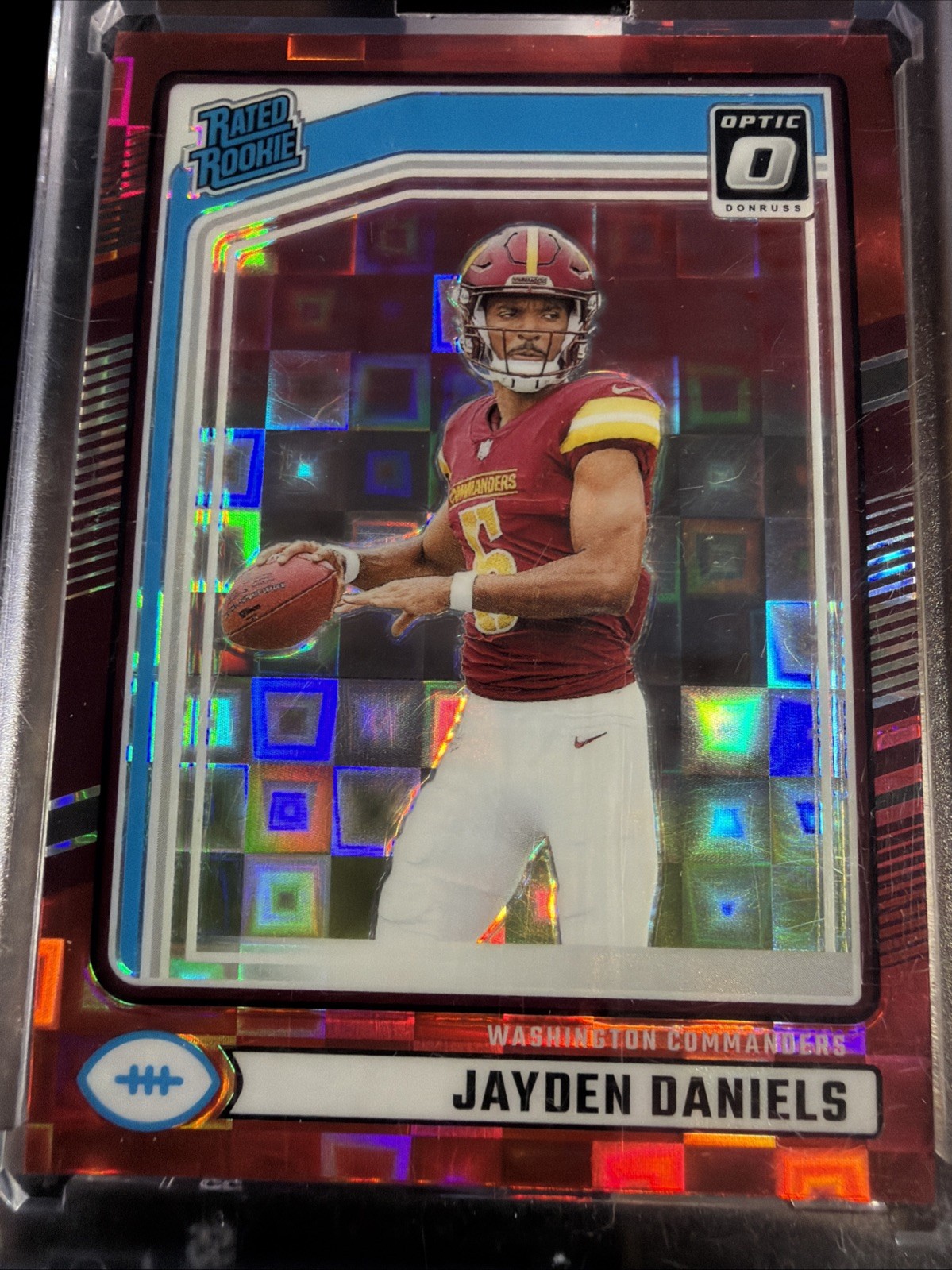 2024 Panini Donruss - Rated Rookie Jayden Daniels #389 Optic Preview Red Pandora