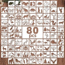 80 Pcs Reusable 3x3 Inch Animal Stencils for Painting - Cute Wild Forest Anima