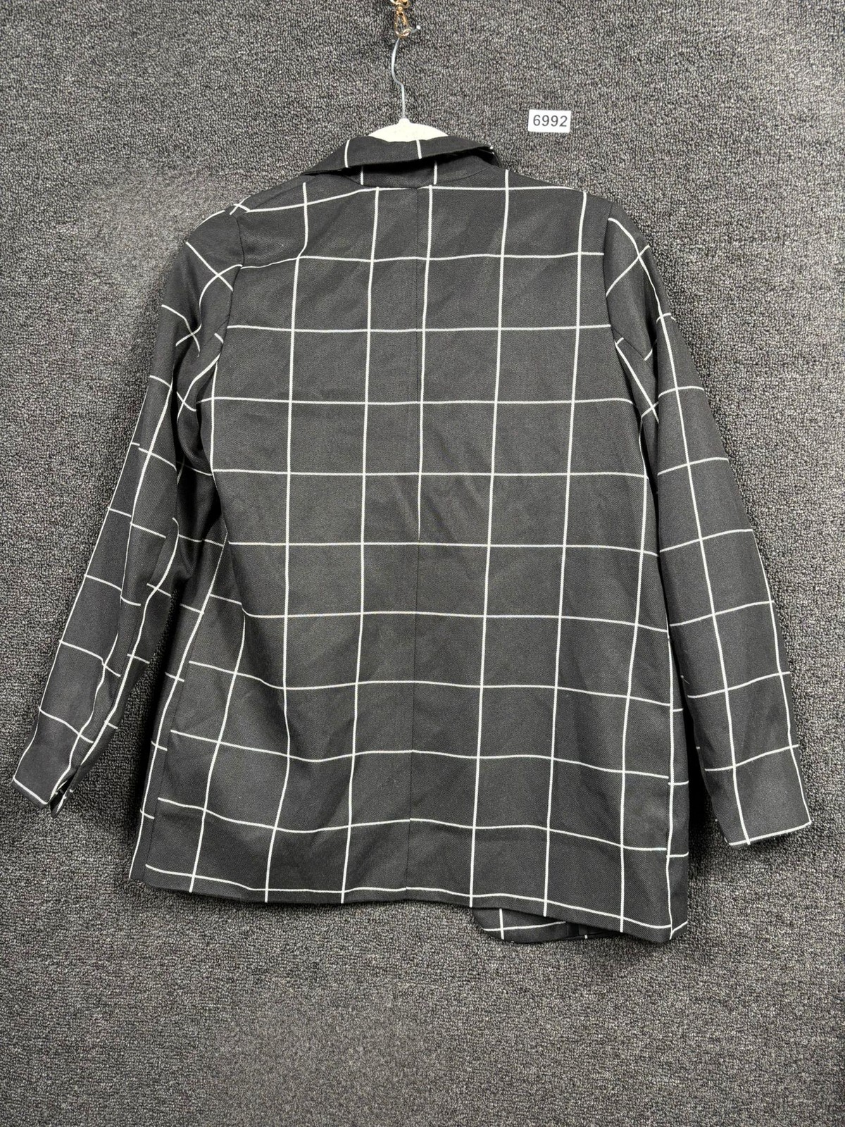 Primark Blazer Jacket Womens 4 Black White Windowpane Check Plaid Office image 2