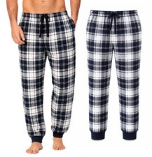 Men’s Check Cuffed Lounge Pyjama Bottoms Soft Cotton Sleepwear Trousers S-XL New