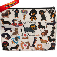 Aypvora Dachshund Makeup Bag for Women - Lightweight Travel Pouch