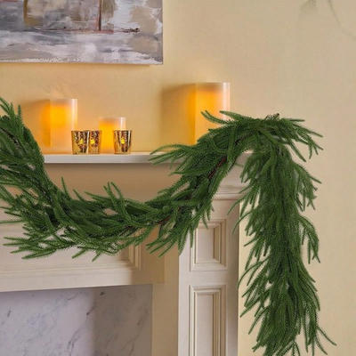 #ad 6FT Christmas Garland Norfolk Pine Garland Artificial Real Touch Greenery Decor $12.83