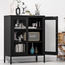 Elegro 40  H Metal Storage Cabinet with 2 Mesh Doors and Shelves For Home Office