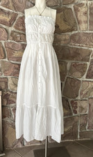 Desert Dazed Midi Dress Buttondown Ruffle Smocked lace Gauzy S Corset open back