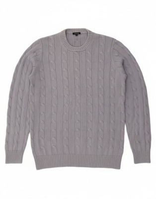 Jaeger Herren Rundhals Pullover Pulli mittelgrau Baumwolle AO05