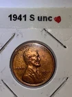 1941 S Lincoln Wheat Cent Penny Brilliant Uncirculated Free Shipping.